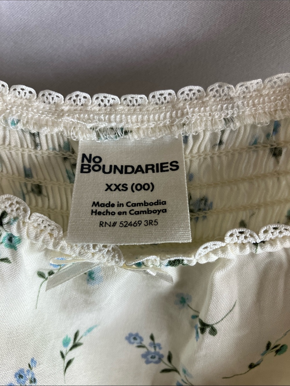 No Boundaries Ivory Dress with Blue and Green Floral Print - Picture 2 of 9